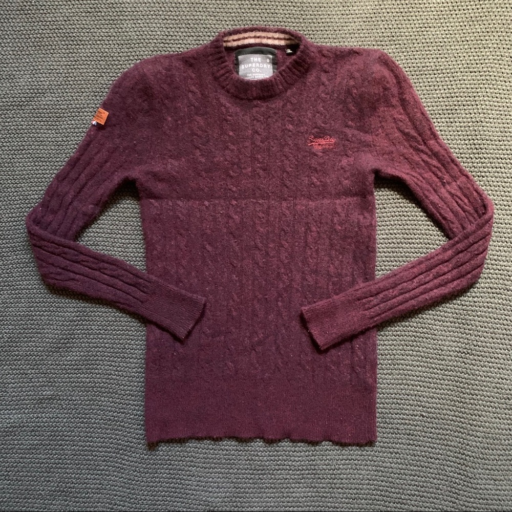 Superdry Men’s Slim Fit Maroon Knit Sweater